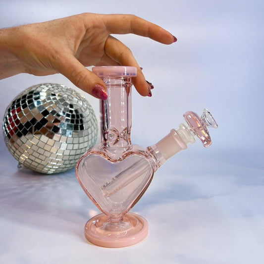 Pink Mini Heart Bong with Matching Heart Bowl